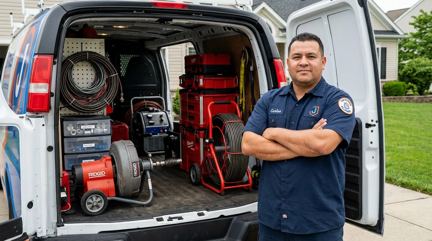 Professional drain cleaning equipment and Johns Plumbing LLC plumber in Tell City