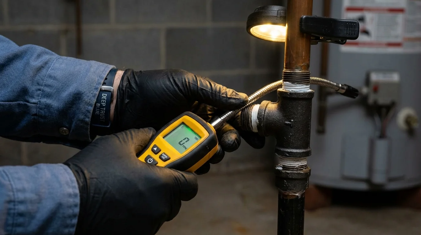 Gas leak detection with electronic sniffer by Johns Plumbing LLC in Tell City