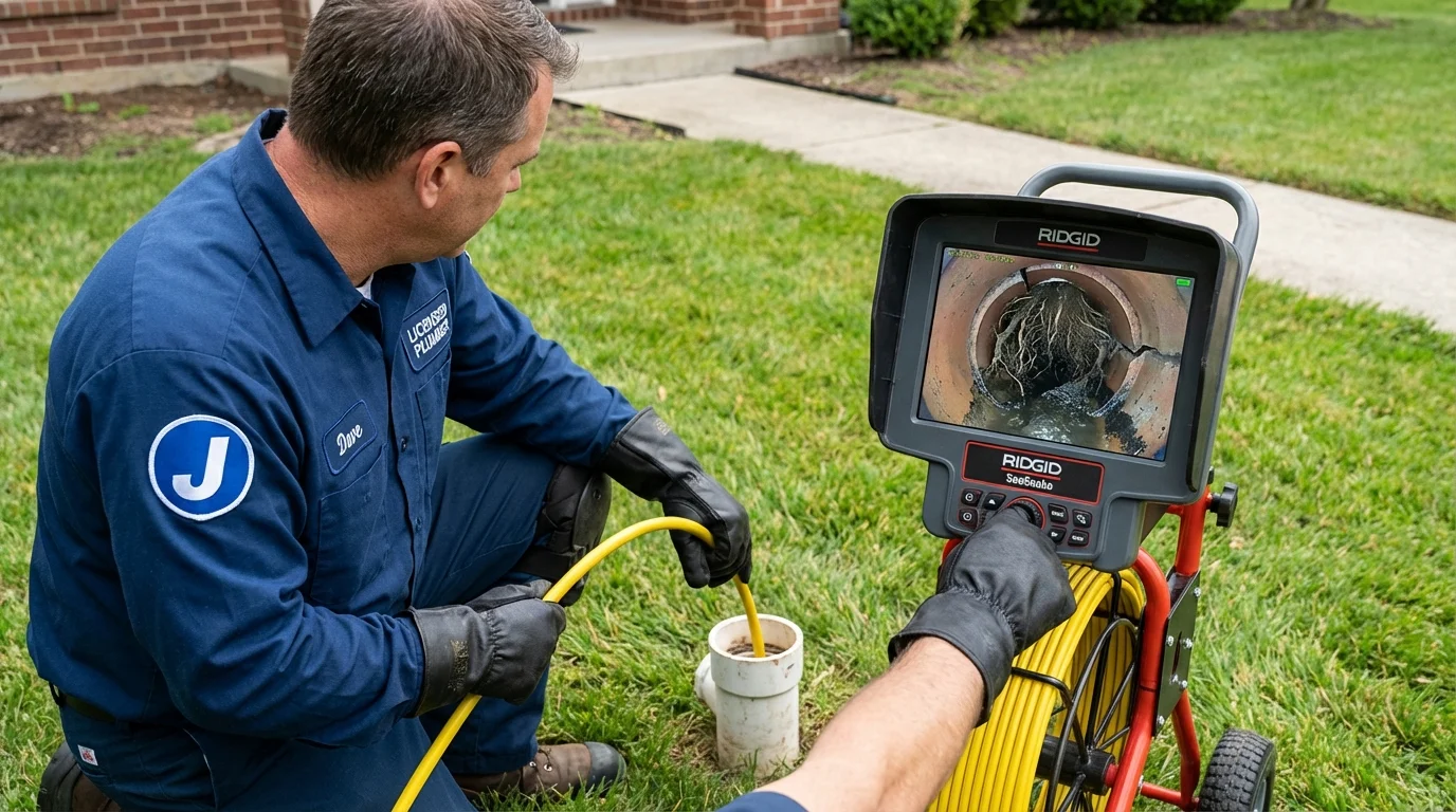 Sewer camera inspection being performed by Johns Plumbing LLC in Tell City