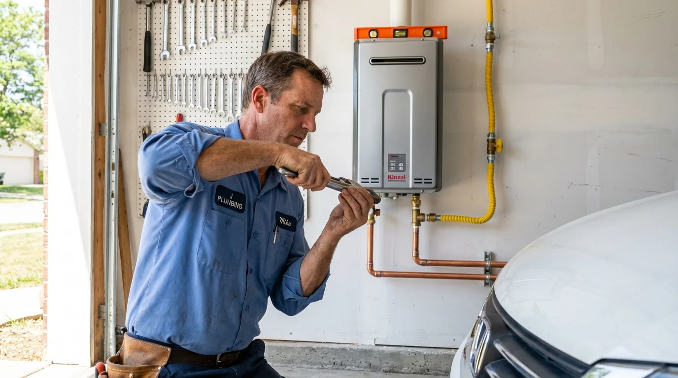Tankless water heater installation by a Johns Plumbing LLC plumber in Tell City